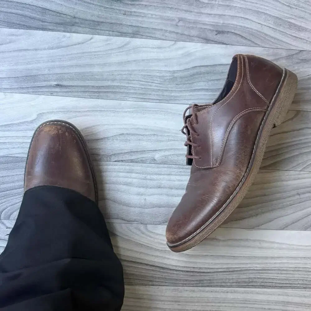 IZOD Connor Mens Leather Oxford Shoes Brown Size 11